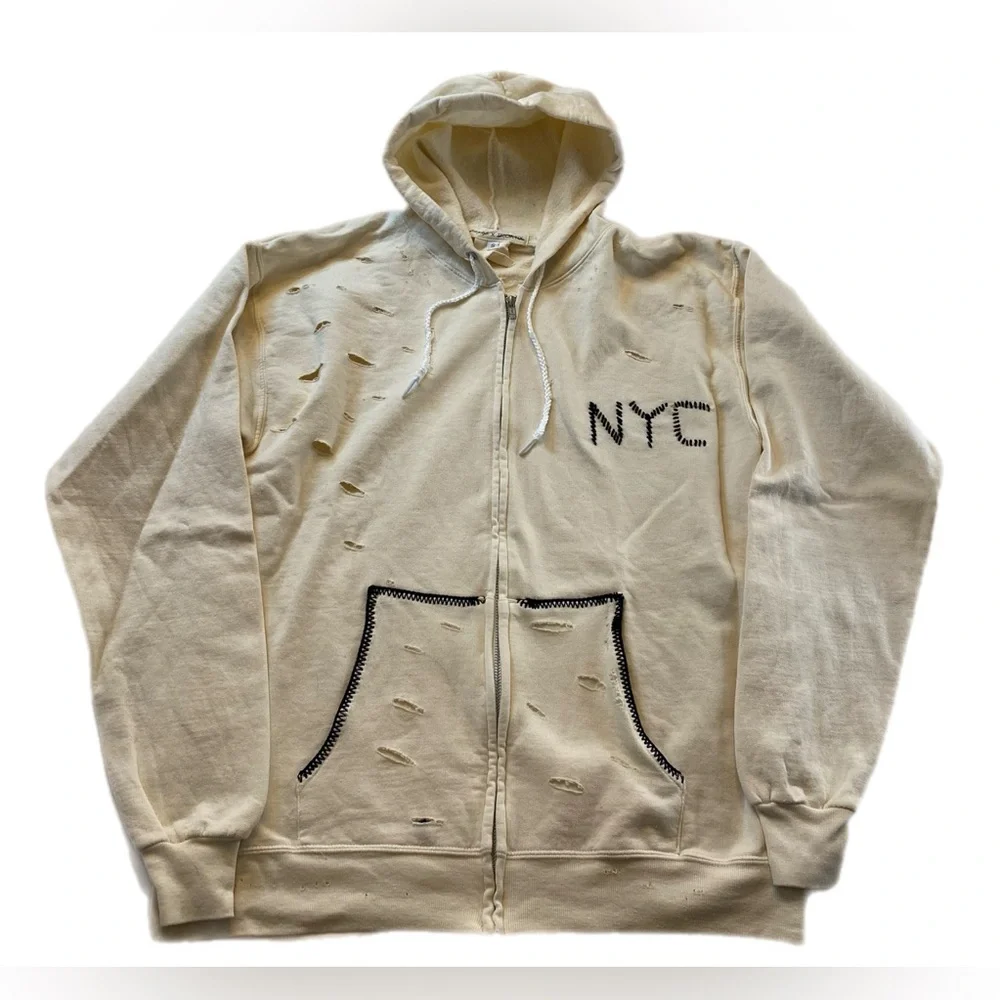 Free people X Tricia Fix distressed zip up hoodie Small - Picture 2 of 6